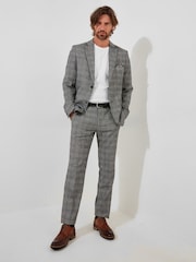 Joe Browns Grey Slim Fit Dogtooth Prince of Wales Check Single Breasted Blazer - Image 8 of 10