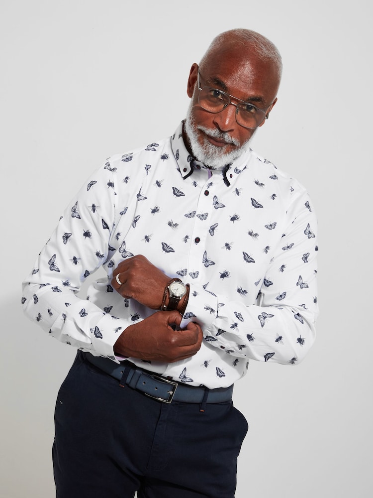 Joe Browns White 100% Cotton Butterfly and Bee Long Sleeve Shirt - Image 1 of 7 Joe Browns White 100% Cotton Butterfly and Bee Long Sleeve Shirt - Image 1 of 7