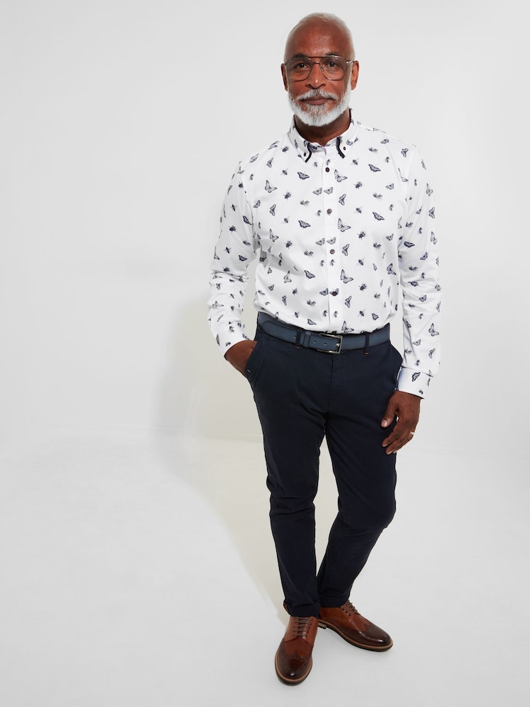 Joe Browns White 100% Cotton Butterfly and Bee Long Sleeve Shirt - Image 2 of 7 Joe Browns White 100% Cotton Butterfly and Bee Long Sleeve Shirt - Image 2 of 7