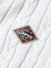 Joe Browns Preppy Badge Stripe Detail Shawl-Collar 100% Cotton Cable Knit Cardigan - Slika 10 iz 10