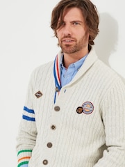 Joe Browns Preppy Badge Stripe Detail Shawl-Collar 100% Cotton Cable Knit Cardigan - Slika 5 iz 10