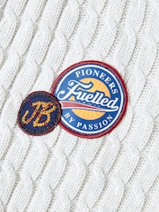 Joe Browns Preppy Badge Stripe Detail Shawl-Collar 100% Cotton Cable Knit Cardigan - Slika 9 iz 10