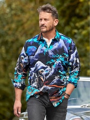 Joe Browns Black Japanese Inspired Hand-Painted Long Sleeve Shirt - Image 1 of 7
