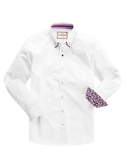 Joe Browns White Smart Button Down Double 100% Cotton Collar Shirt with Floral Trims - Image 5 of 7