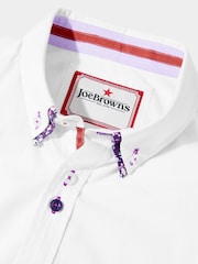 Joe Browns White Smart Button Down Double 100% Cotton Collar Shirt with Floral Trims - Image 6 of 7