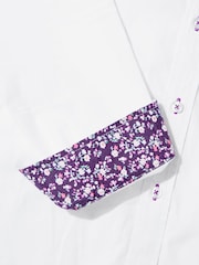 Joe Browns White Smart Button Down Double 100% Cotton Collar Shirt with Floral Trims - Image 7 of 7