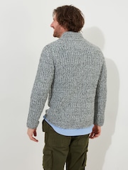 Joe Browns Grey Chunky Knit Quarter Zip Funnel Neck Fisherman Jumper - Image 4 of 6