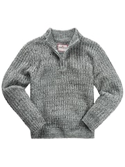 Joe Browns Grey Chunky Knit Quarter Zip Funnel Neck Fisherman Jumper - Image 5 of 6