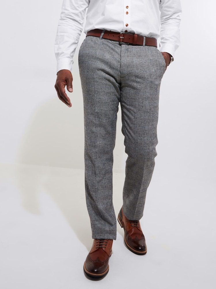 Joe Browns Grey Check Straight Leg Tailored Suit: Trousers - Image 1 of 6