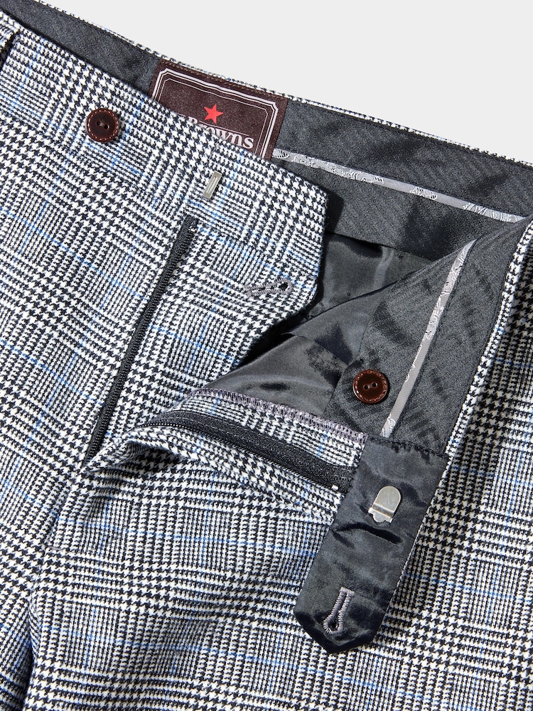 Joe Browns Grey Check Straight Leg Tailored Suit: Trousers - Image 6 of 6