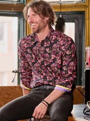 Joe Browns Black Punk Skull Print Long Sleeve 100% Cotton Shirt - Image 1 of 8