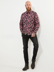 Joe Browns Black Punk Skull Print Long Sleeve 100% Cotton Shirt - Image 6 of 8