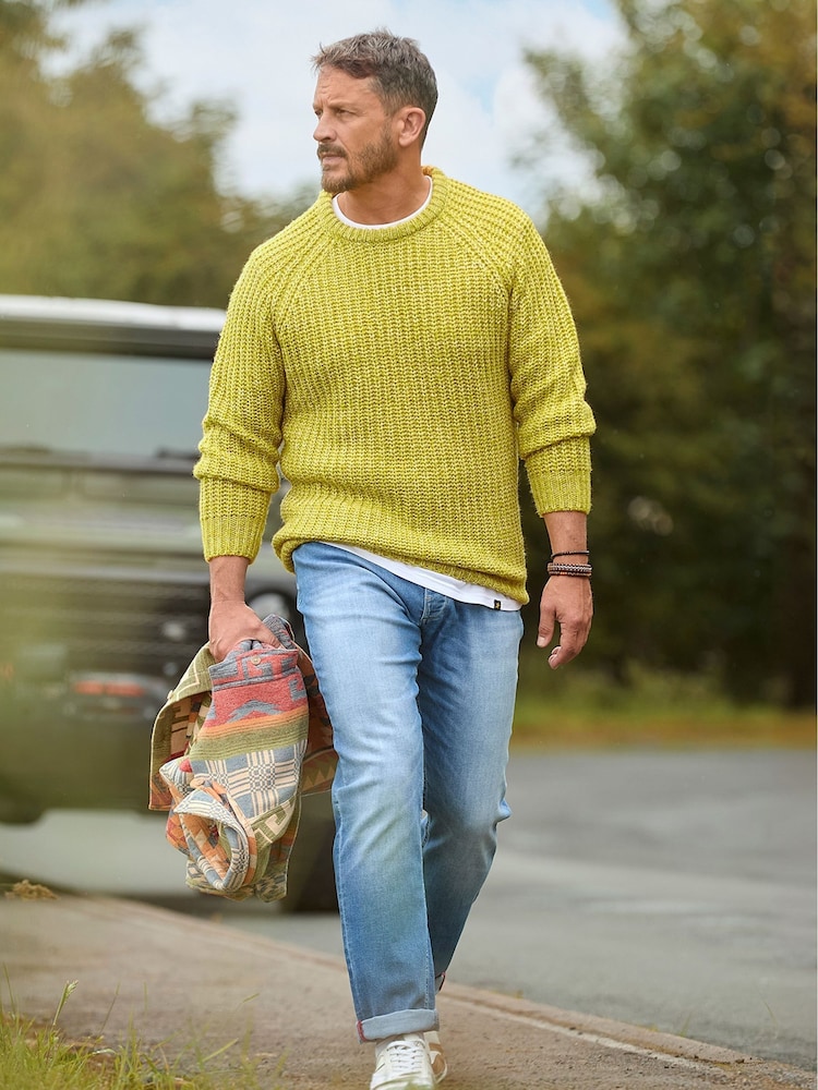Joe Browns Green Chunky Knit Crew Neck Fisherman Jumper - Image 1 of 8