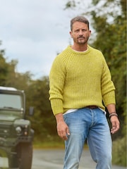 Joe Browns Green Chunky Knit Crew Neck Fisherman Jumper - Image 2 of 8