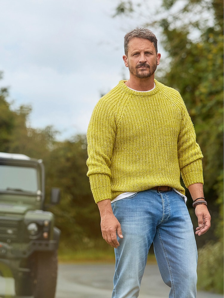 Joe Browns Green Chunky Knit Crew Neck Fisherman Jumper - Image 2 of 8