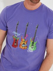 Joe Browns Purple Guitar Short Sleeve 100% Cotton Graphic T-Shirt - Image 3 of 6