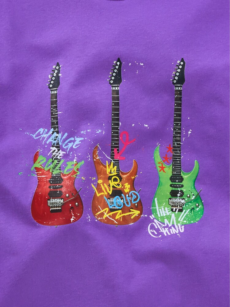 Joe Browns Purple Guitar Short Sleeve 100% Cotton Graphic T-Shirt - Image 6 of 6
