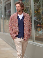Joe Browns Red Chunky Marl Knitted Shawl-Collar Cardigan with Pockets - Image 1 of 8