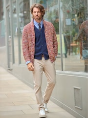 Joe Browns Red Chunky Marl Knitted Shawl-Collar Cardigan with Pockets - Image 2 of 8