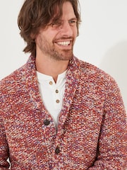Joe Browns Red Chunky Marl Knitted Shawl-Collar Cardigan with Pockets - Image 3 of 8