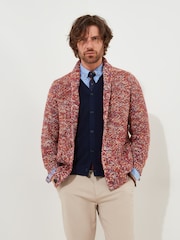 Joe Browns Red Chunky Marl Knitted Shawl-Collar Cardigan with Pockets - Image 4 of 8