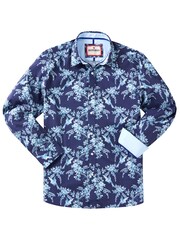 Joe Browns Blue 100% Cotton Bird Print Long Sleeve Shirt - Image 2 of 6