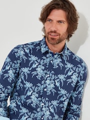Joe Browns Blue 100% Cotton Bird Print Long Sleeve Shirt - Image 4 of 6