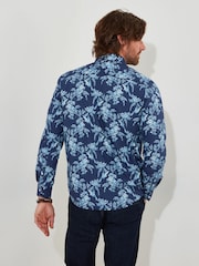 Joe Browns Blue 100% Cotton Bird Print Long Sleeve Shirt - Image 5 of 6
