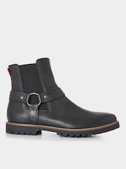 Joe Browns Black Strap Detail Oiled Leather Biker Boots - Image 1 of 5