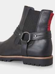 Joe Browns Black Strap Detail Oiled Leather Biker Boots - Image 4 of 5