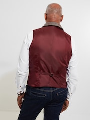 Joe Browns Brown Regular Fit Dogtooth Wool Blend Waistcoat with Paisley Lining - Image 4 of 8