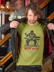 Joe Browns Green Wild Ones Drummer Short Sleeve 100% Cotton Graphic T-Shirt - Image 1 of 7