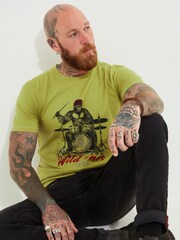 Joe Browns Green Wild Ones Drummer Short Sleeve 100% Cotton Graphic T-Shirt - Image 4 of 7