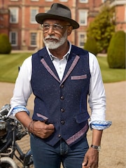 Joe Browns Blue Regular Fit Classic Check Wool Blend Waistcoat - Image 1 of 10
