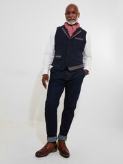 Joe Browns Blue Regular Fit Classic Check Wool Blend Waistcoat - Image 3 of 10