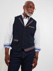 Joe Browns Blue Regular Fit Classic Check Wool Blend Waistcoat - Image 4 of 10