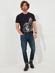 Joe Browns Black 100% Cotton Vintage Motorbike Short Sleeve Graphic T-Shirt - Image 2 of 6