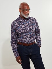 Joe Browns Purple 100% Cotton Vibrant Paisley Print Long Sleeve Shirt - Image 1 of 6