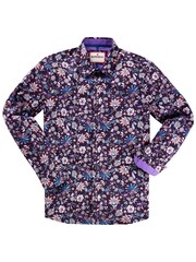 Joe Browns Purple 100% Cotton Vibrant Paisley Print Long Sleeve Shirt - Image 5 of 6