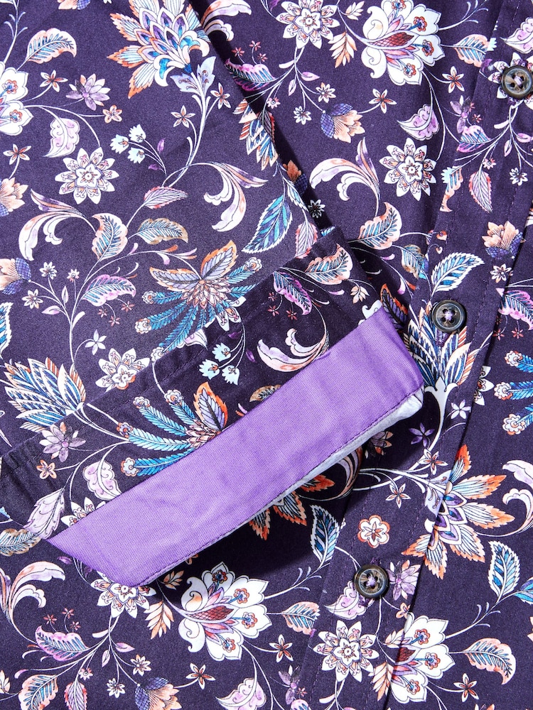 Joe Browns Purple 100% Cotton Vibrant Paisley Print Long Sleeve Shirt - Image 6 of 6 Joe Browns Purple 100% Cotton Vibrant Paisley Print Long Sleeve Shirt - Image 6 of 6