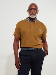 Коричневий - Joe Browns 100% Cotton візерунок пейслі принт Contrast комір з коротким рукавом Polo Top - Image 2 of 6