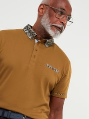 Коричневий - Joe Browns 100% Cotton візерунок пейслі принт Contrast комір з коротким рукавом Polo Top - Image 4 of 6