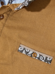 Коричневий - Joe Browns 100% Cotton візерунок пейслі принт Contrast комір з коротким рукавом Polo Top - Image 6 of 6