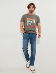 Joe Browns Grey 100% Cotton Retro Sketched Guitar Short Sleeve Graphic T-Shirt - Image 2 of 5
