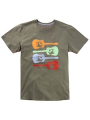 Joe Browns Grey 100% Cotton Retro Sketched Guitar Short Sleeve Graphic T-Shirt - Image 5 of 5