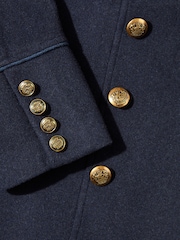 Joe Browns Blue Gold Detail Wool Blend Longline Military Coat - Image 10 of 10