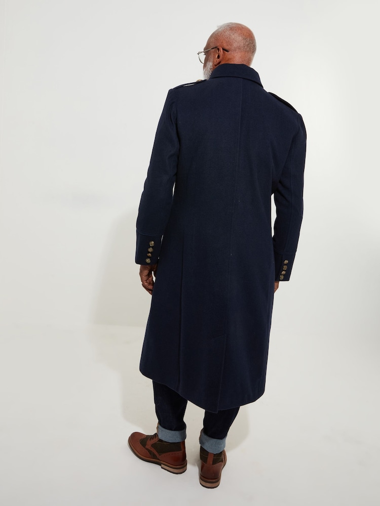 Joe Browns Blue Gold Detail Wool Blend Longline Military Coat - Image 5 of 10