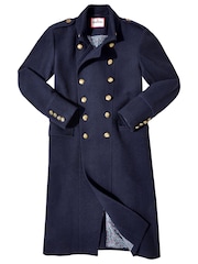 Joe Browns Blue Gold Detail Wool Blend Longline Military Coat - Image 8 of 10