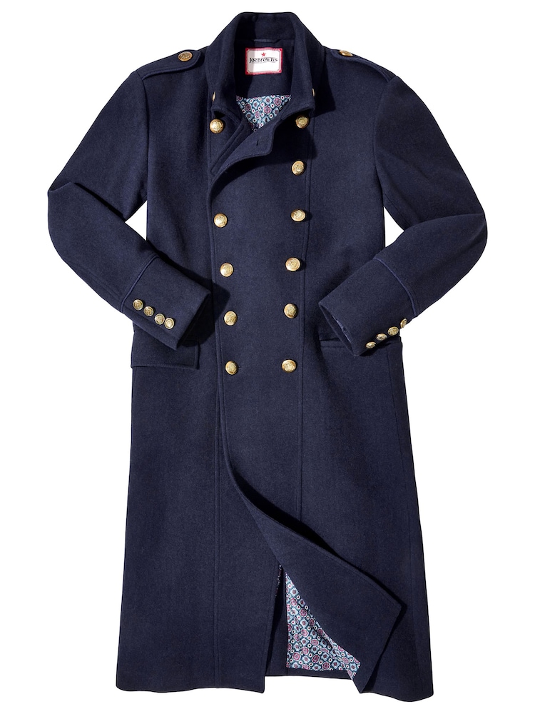 Joe Browns Blue Gold Detail Wool Blend Longline Military Coat - Image 8 of 10