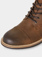 Joe Browns Brown Borg Lined Oiled Leather Aviator Boots - Image 4 of 7